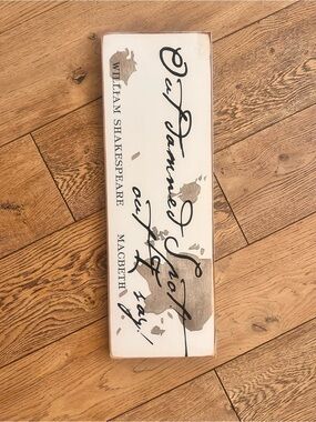 William Shakespeare 'Macbeth' Decorative Wall Sign - White and Brown